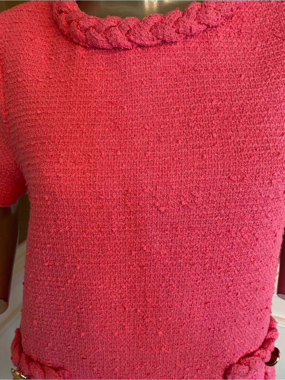 Tuckernuck Hot Pink Short-Sleeve Jackie Tweed Shift Dress size M - Picture 4 of 8